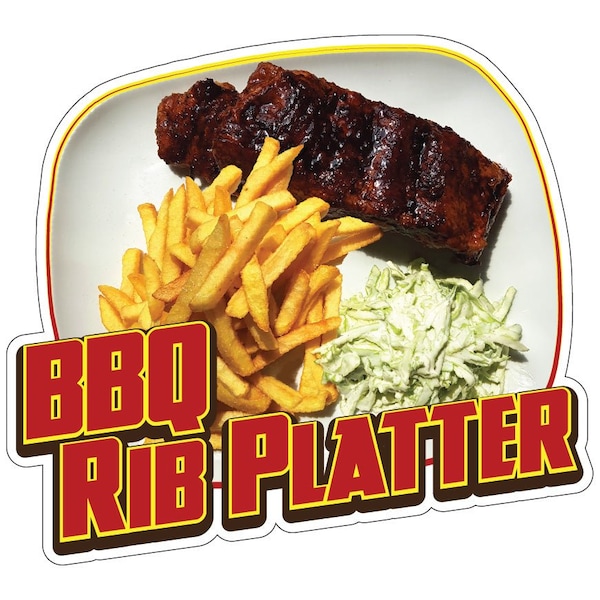 BBQ Rib Platter Decal Concession Stand Food Truck Sticker, 24" x 10", D-DC-24 BBQ Rib Platter19